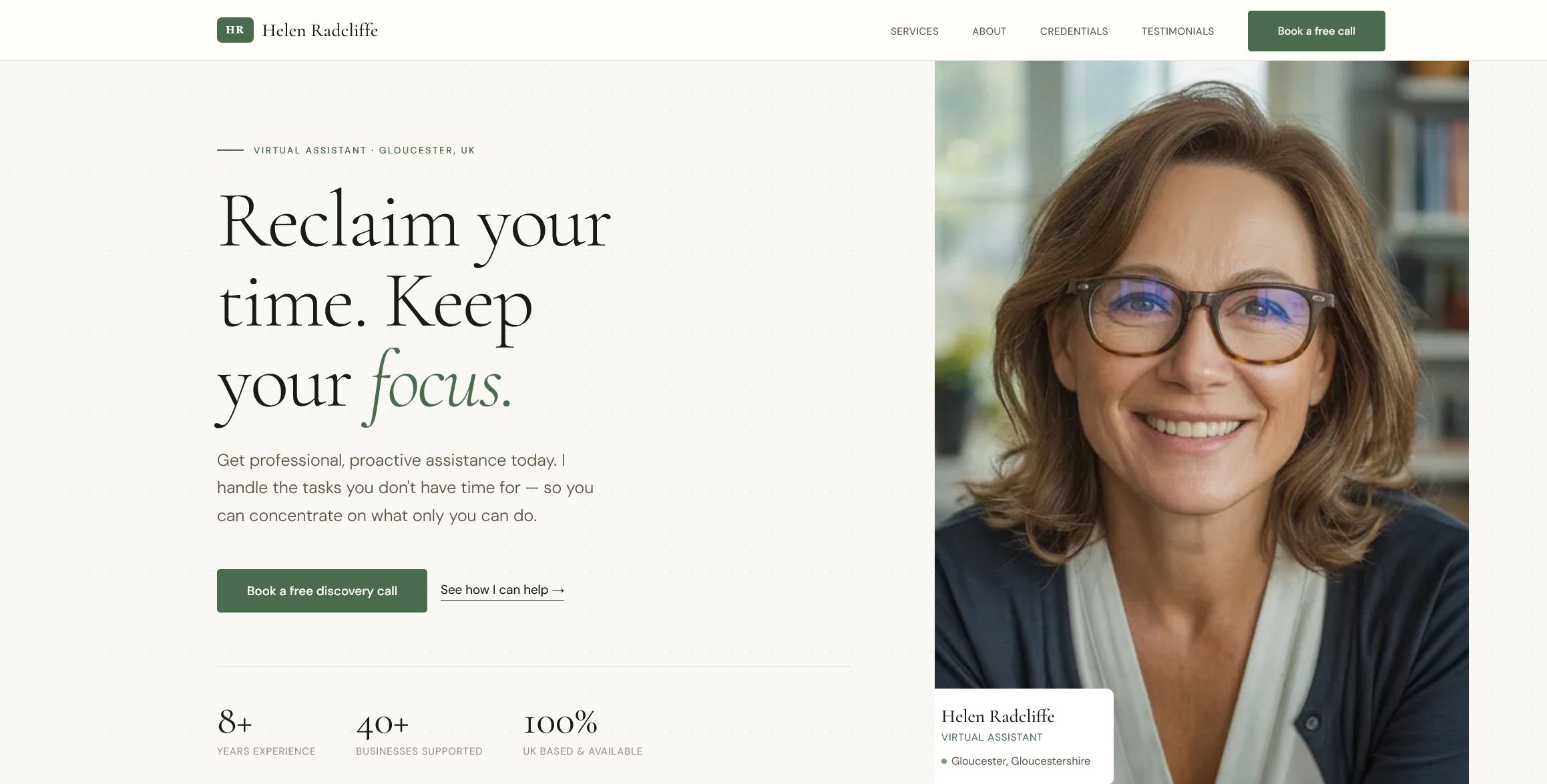 Helen Radcliffe website screenshot
