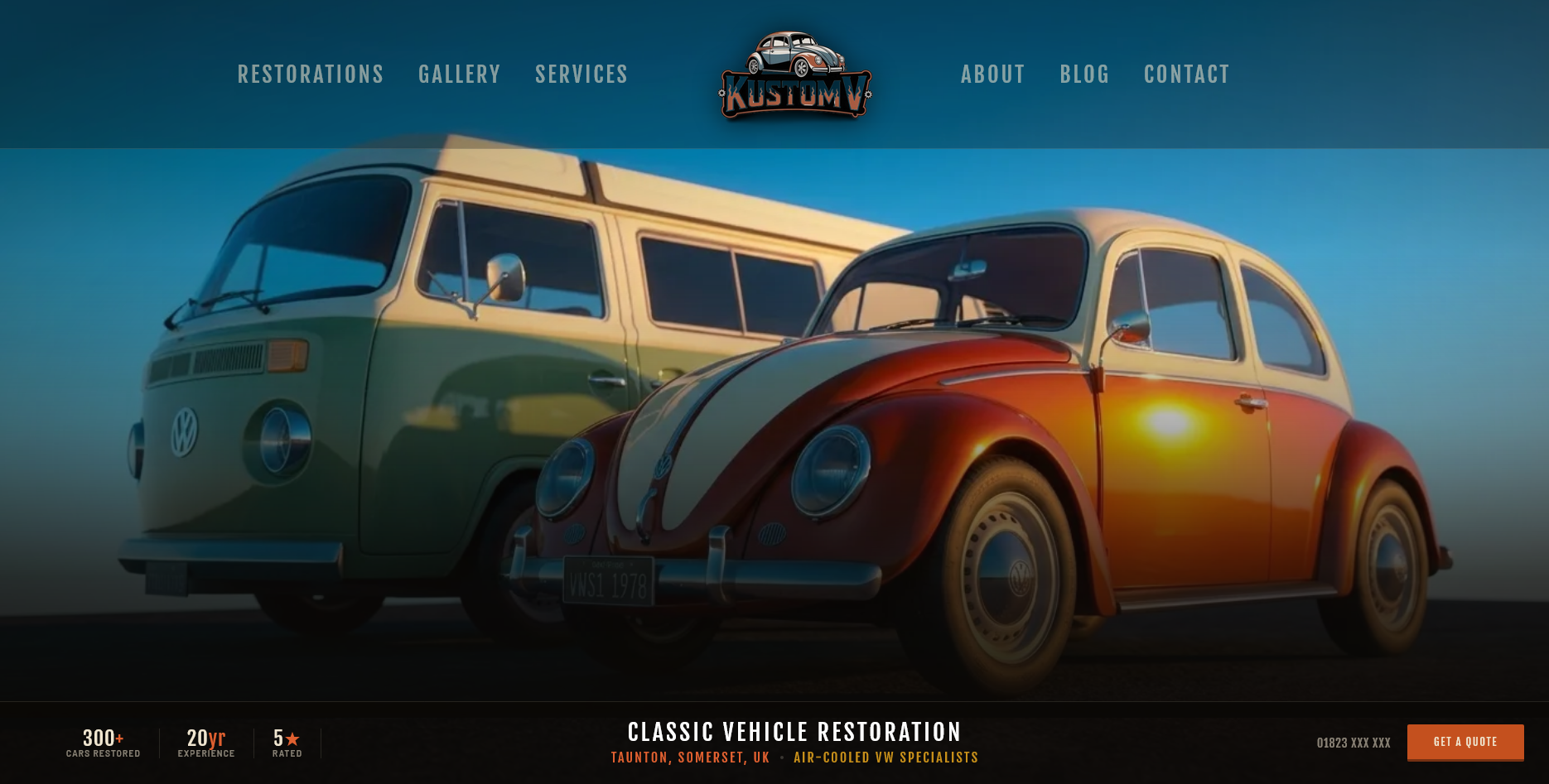 Kustom V website screenshot